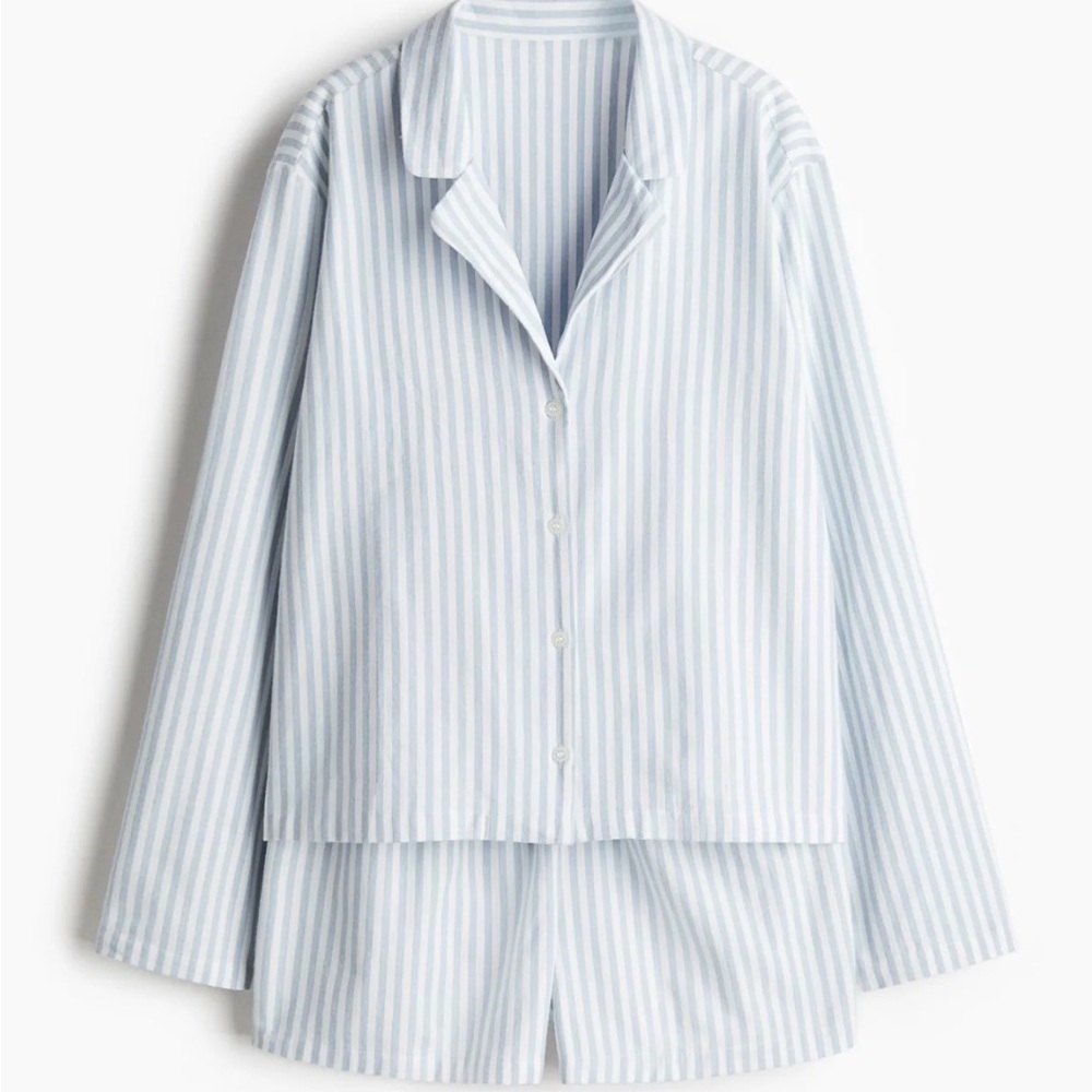 H&M Blue and White Striped Pajama Set